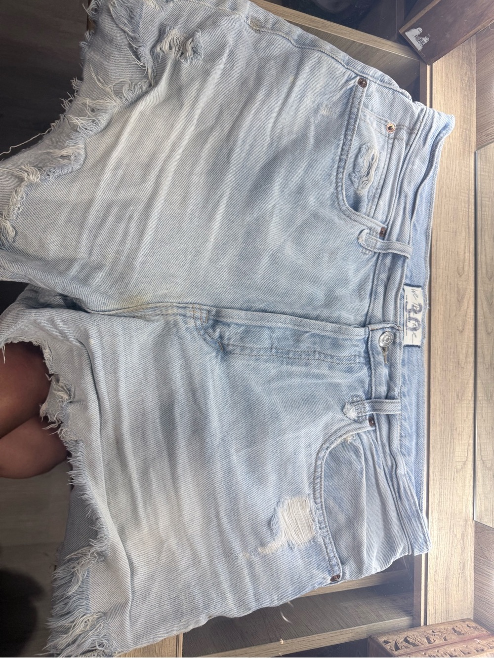 We The Free Light Blue Distressed Denim Cutoff Shorts